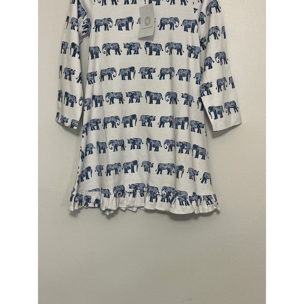 The Proper Peony Elephant Print Ruffle Hem Pima Cotton Dress 4T NEW - Picture 4 of 6